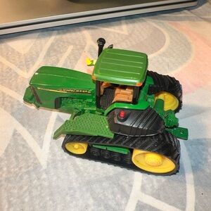 John Deere Green and Yellow Toy Tractor with Black Tracks